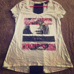 White and black lace t-shirt Express